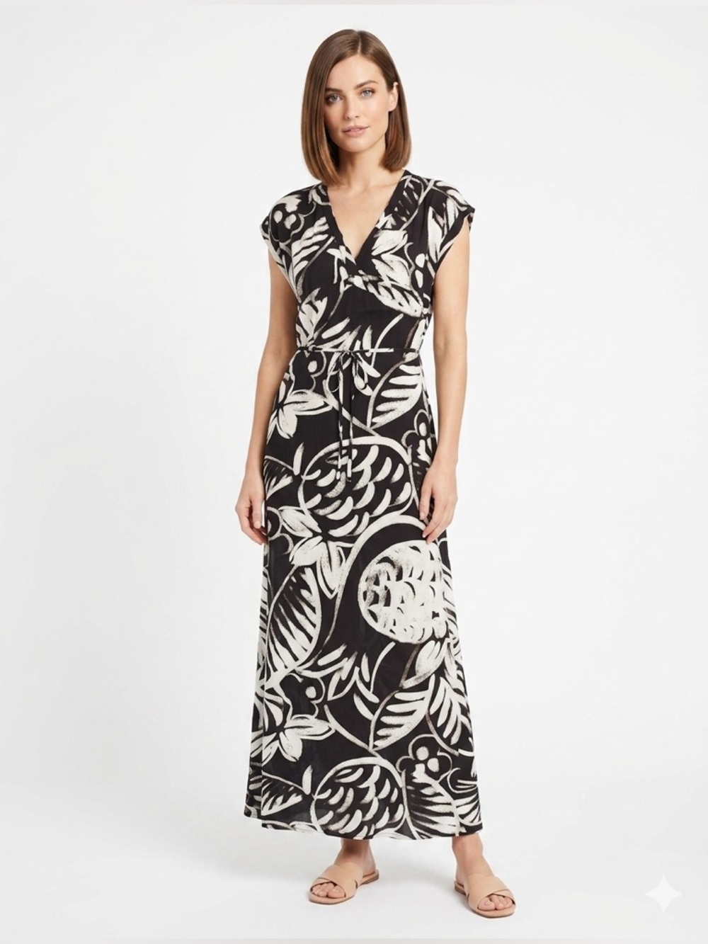 LENNY NIEMEYER Black and White Floral Wrap Maxi Dress brand new